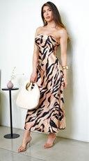 Bronwyn Strapless Bias Cut Maxi Dress - Brown