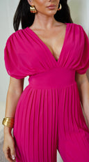 Selene V Neck Pleated Jumpsuit - Pink