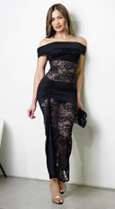 Valenne Off Shoulder Lace Maxi Dress - Black