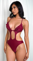 Barbados Burgundy Red Ruffle One Piece Swimsuit