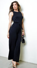 Mirage Sleeveless Waist Band Detail Jumpsuit - Black