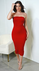 Avalon Ribbed Tube Midi Dress Red | Dresses | Emprada M / Red Avalon Ribbed Tube Midi Dress Red | Dresses | Emprada M / Red