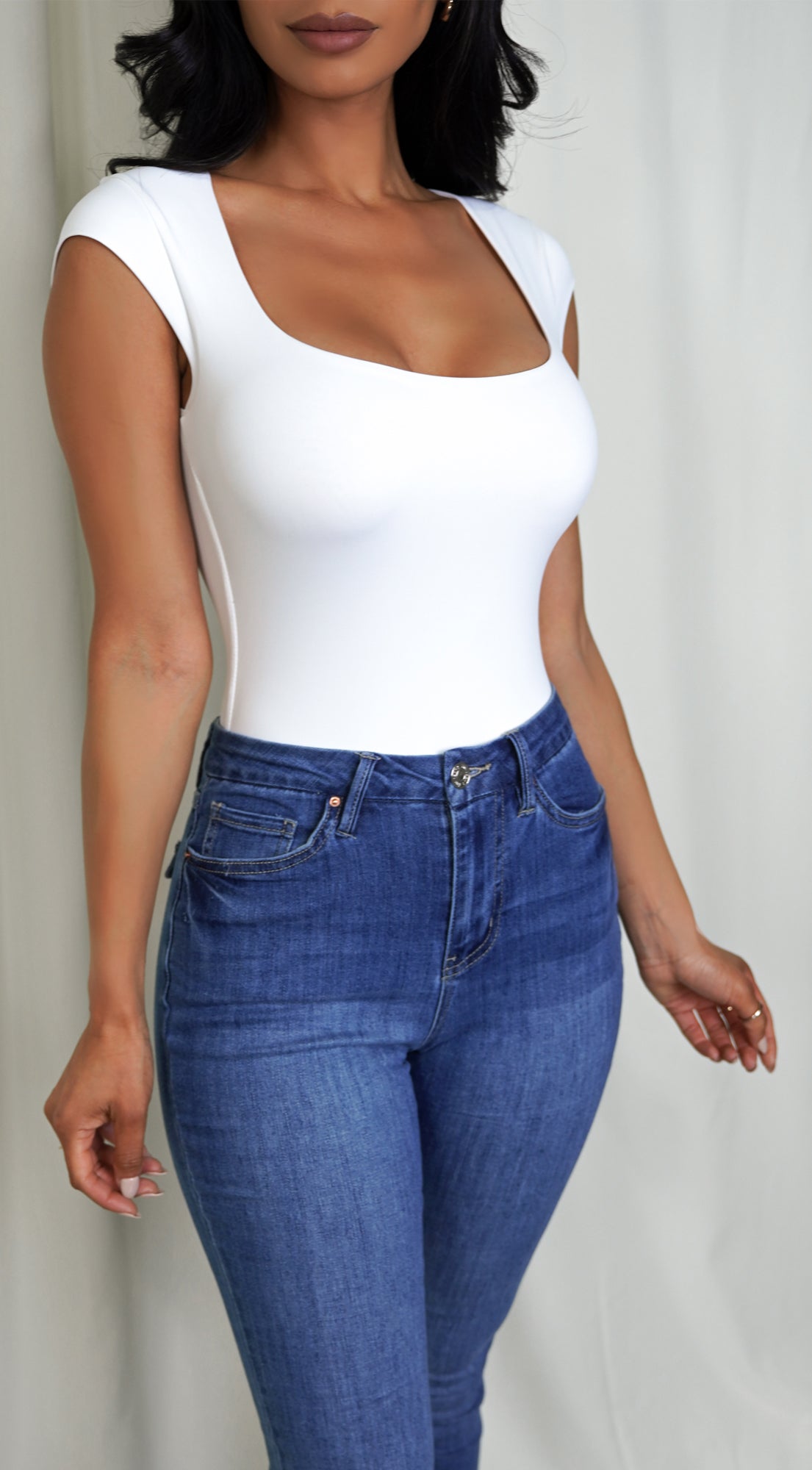 Harper White Cap Sleeve Bodysuit