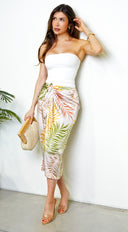 Paros Sarong Wrap Skirt in Multi Color back view on model