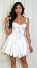 Camilla White Satin Corset A-Line Mini Dress