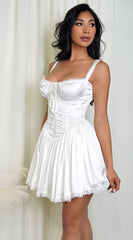 Camilla White Satin Corset A-Line Mini Dress