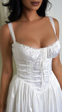 Camilla White Satin Corset A-Line Mini Dress