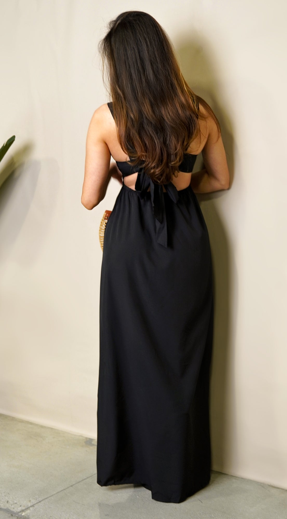 Freya Double Slit Maxi Dress Over Up - Black