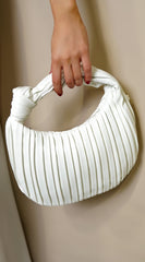 Rianna PU Leather Pleated Shoulder Handbag - White