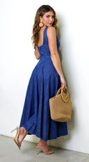 Rim Denim Maxi Dress - Blue