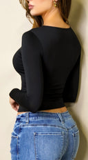 Quinn Basic Round Neck Long Sleeve Top - Black