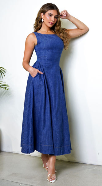 blue dress for baby girl Belinda Off-The-Shoulder Slit Satin Formal Dress