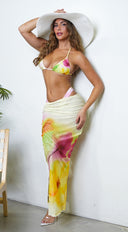 Summer Days Cover Up Skirt in Yellow full length front view on model
