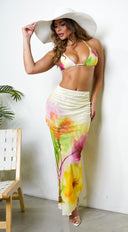 Summer Days Cover Up Skirt in Yellow back view on model