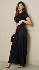 Victoria Wide Leg Pants Set - Black