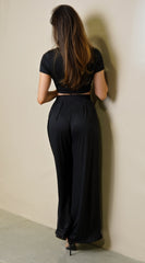 Victoria Wide Leg Pants Set - Black