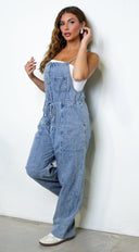 Off Duty Utility Denim Jumpsuit - Blue