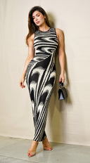 Sofia Abstract Maxi Dress - Black