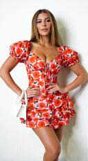 Your Peace Pink Floral Print Tiered Romper