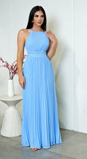 Leena Pleated Maxi Dress - Blue