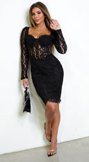 Bella Lace Corset Dress - Black