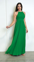 Leena Pleated Maxi Dress - Green