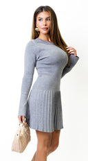 Aurora Sweater Knit Midi Dress - Gray