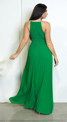 Leena Pleated Maxi Dress - Green