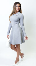 Korin Gray Knit Sweater Mini Dress back view on model
