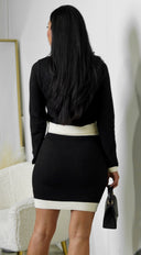 Ronan Contrast Cardigan Set - Black