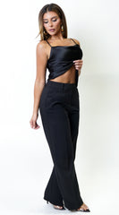 Celeste Satin Cami Top - Black