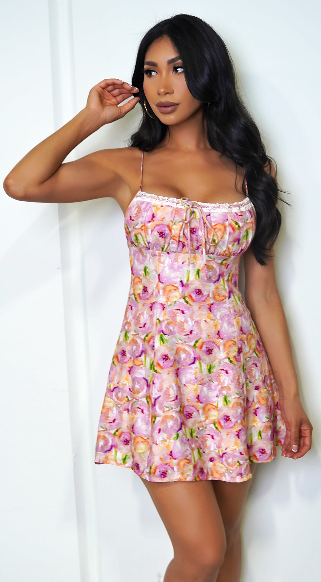 Amira Floral Mini Dress - Pink