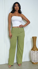 Cora Linen Pants - Green