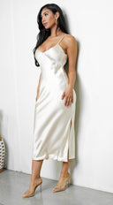 Lai Satin Midi Dress - Cream