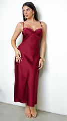 Civelle Satin Maxi Dress – Burgundy