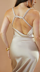 Lustra Satin Maxi Dress - Cream