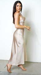 Lustra Satin Maxi Dress - Cream