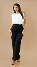 Capri Color Block Jumpsuit - White/Black