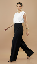 Capri Color Block Jumpsuit - White/Black