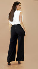 Capri Color Block Jumpsuit - White/Black