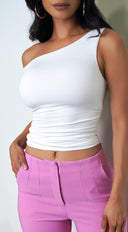 Nadia One Shoulder Top - White