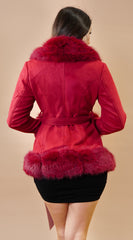 Velouria Fur Coat - Red