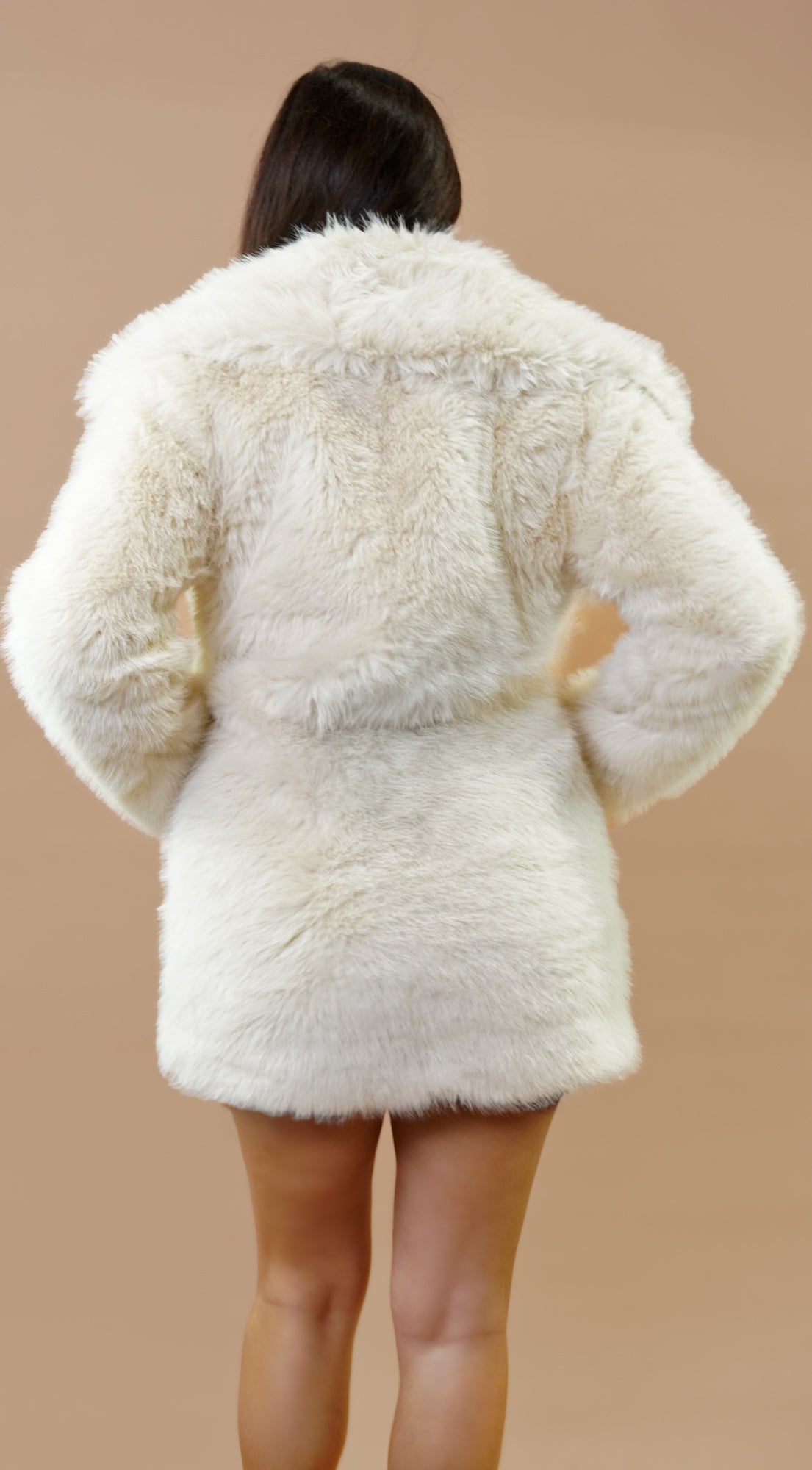 Cascade Faux Fur Coat - Ivory