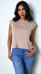 Riri Basic Crew Neck Muscle Top - Beige