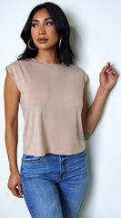 Riri Basic Crew Neck Muscle Top - Beige