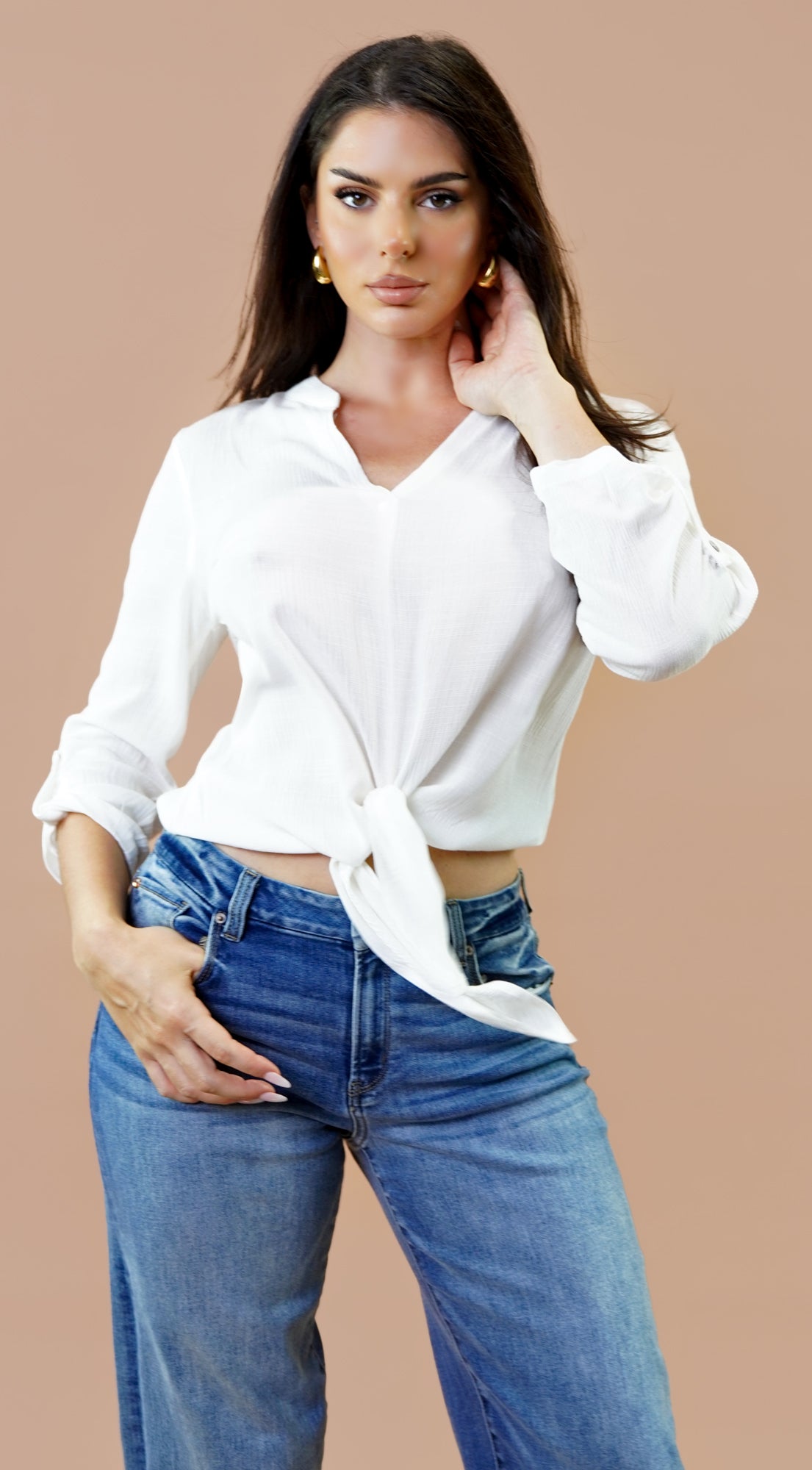 Vessa Tie-Front Shirt - Ivory