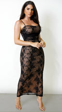 Obsidian Lace Maxi Dress - Black