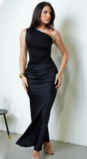 Axis One Shoulder Maxi Dress - Black