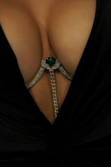 Temptation Rhinestone Bra Chain - Silver