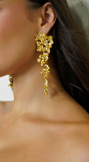 Leya Multi Metal Gold Dip Flower Earrings - Gold